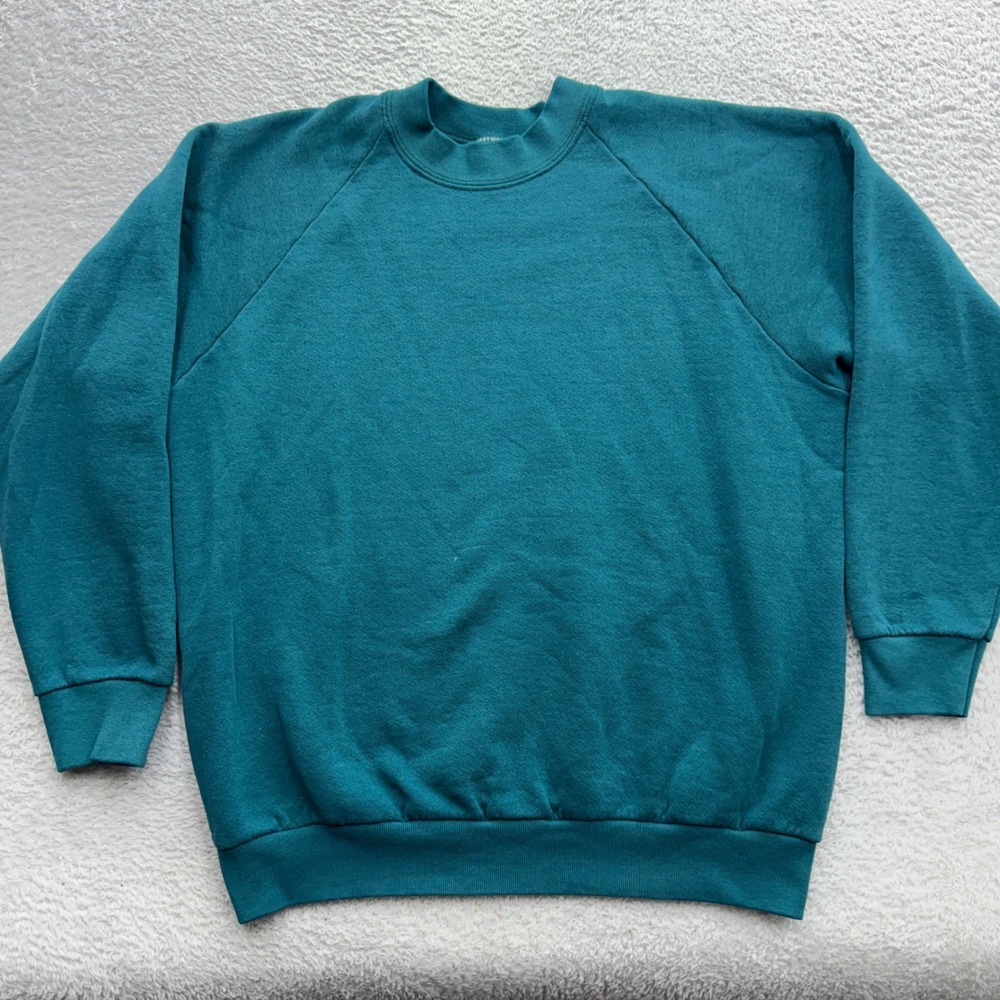 Vintage Fruit of the Loom‎ Casualwear Teal Green Crewneck Sweatshirt USA Made M